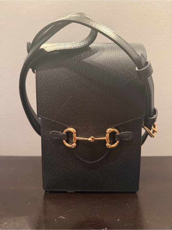Gucci Handbags - Gucci Black Leather Crossbody with Gold Horsebit